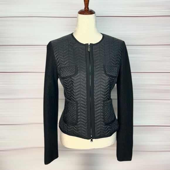 NWOT PINKO Black Short Jacket Quilted Front Full Zip size US 8 - Picture 4 of 14